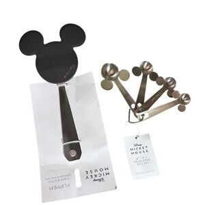 Disney Chef Mickey Mouse Measuring Spoon Set & Stainless Steel Flipper NEW